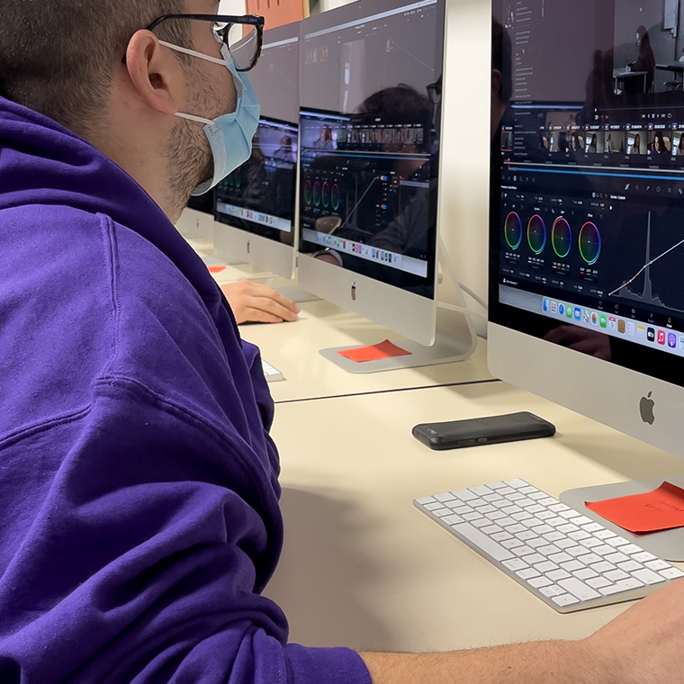 A person working on Editing a video